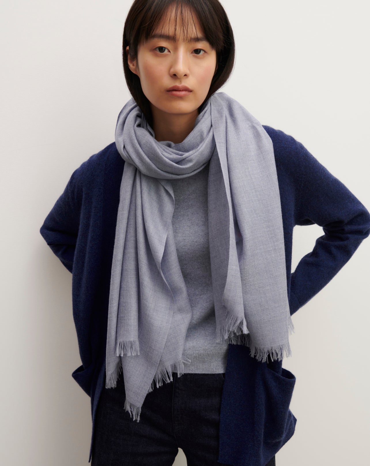 Wool Etole Voile De Cachemire Bleu Paon Bompard Etole Voile De