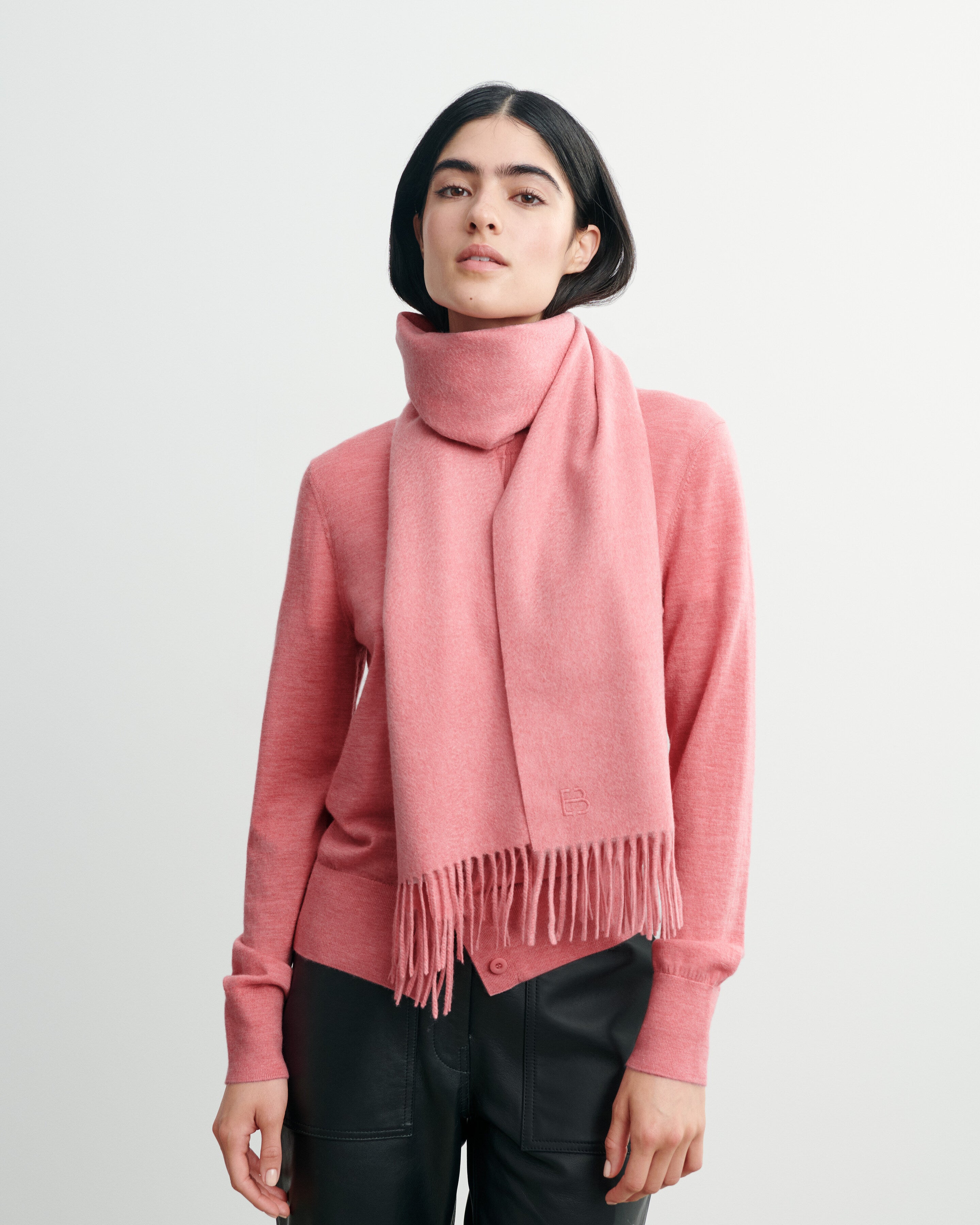 Echarpe classique EB en Cachemire Mixte rose cameo Eric Bompard