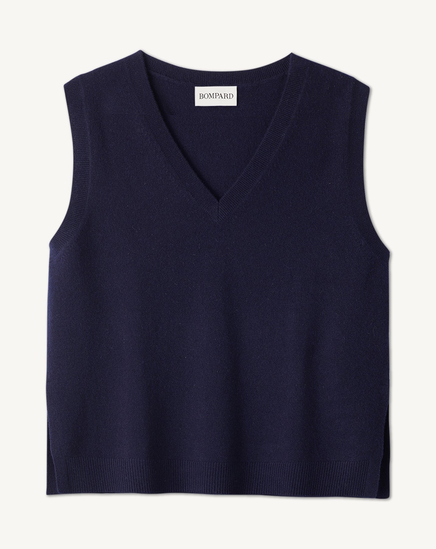 Pull V ample sans manches en Cachemire Femme marine | Eric Bompard