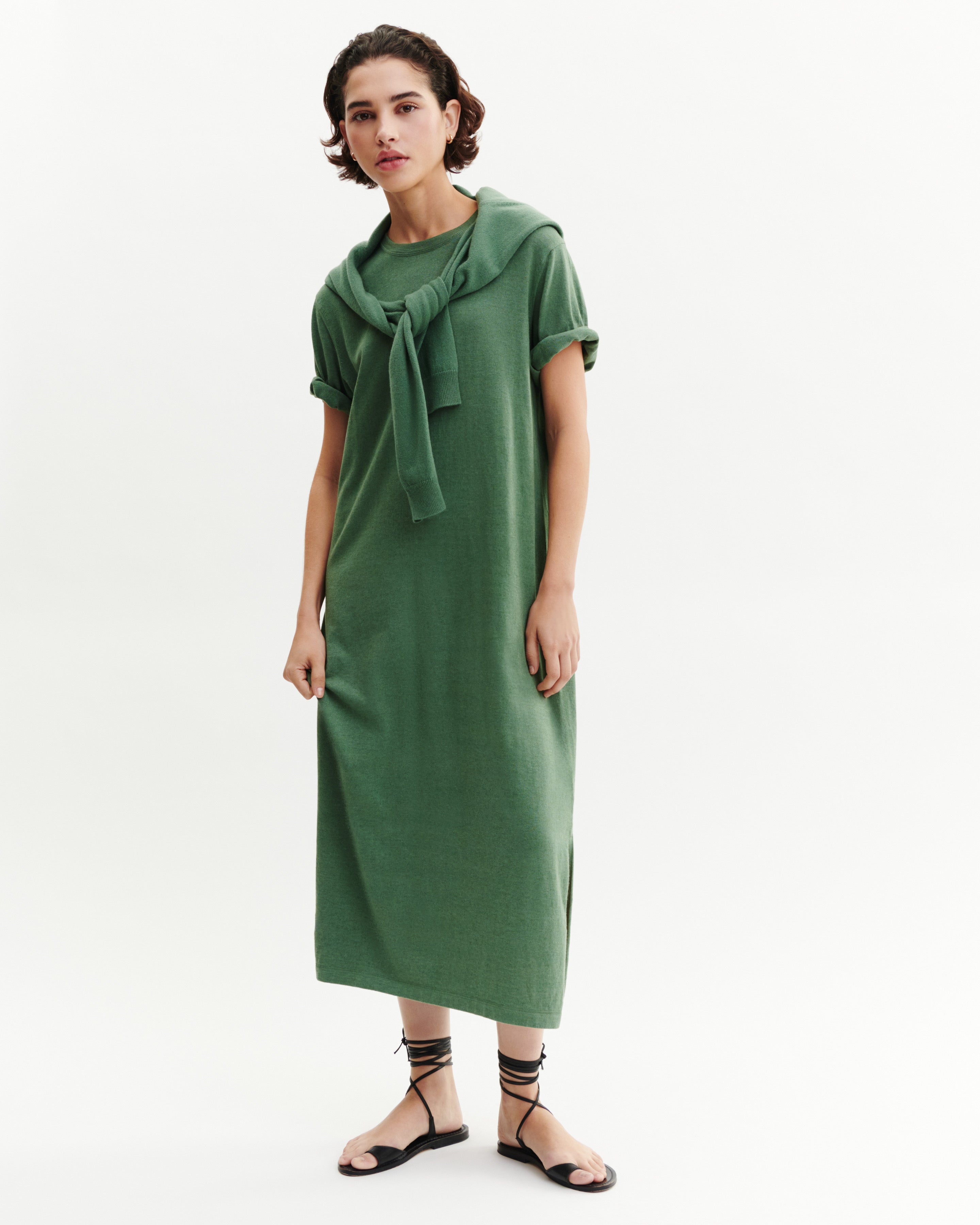 cashmere green dress Womens Jigsaw Green Merino Cashmere Tie Dress L (US 12-14)
