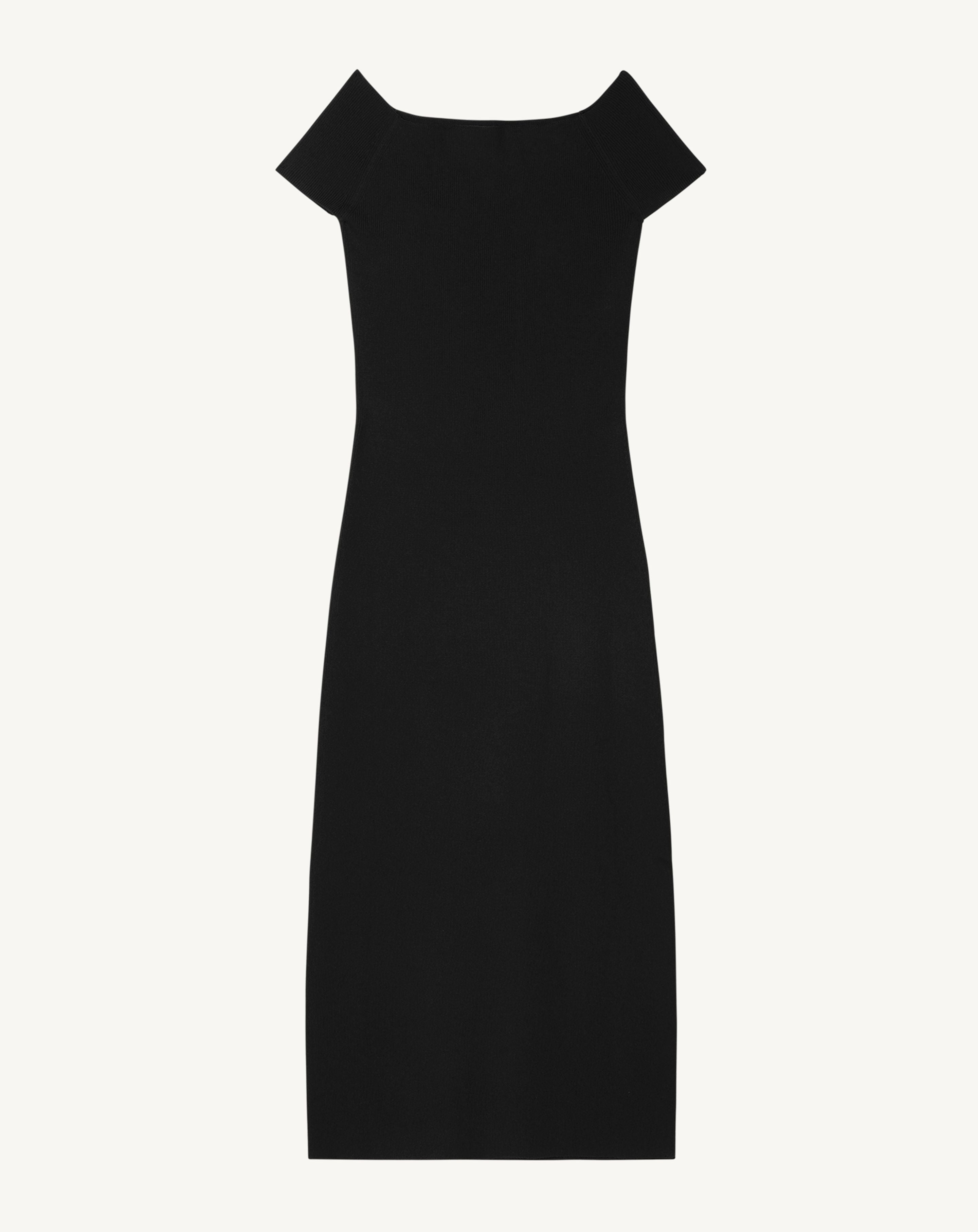 Bardot neckline midi dress in Cashmere, Silk Women black | Eric Bompard Bardot neckline midi dress in Cashmere, Silk Women black | Eric Bompard