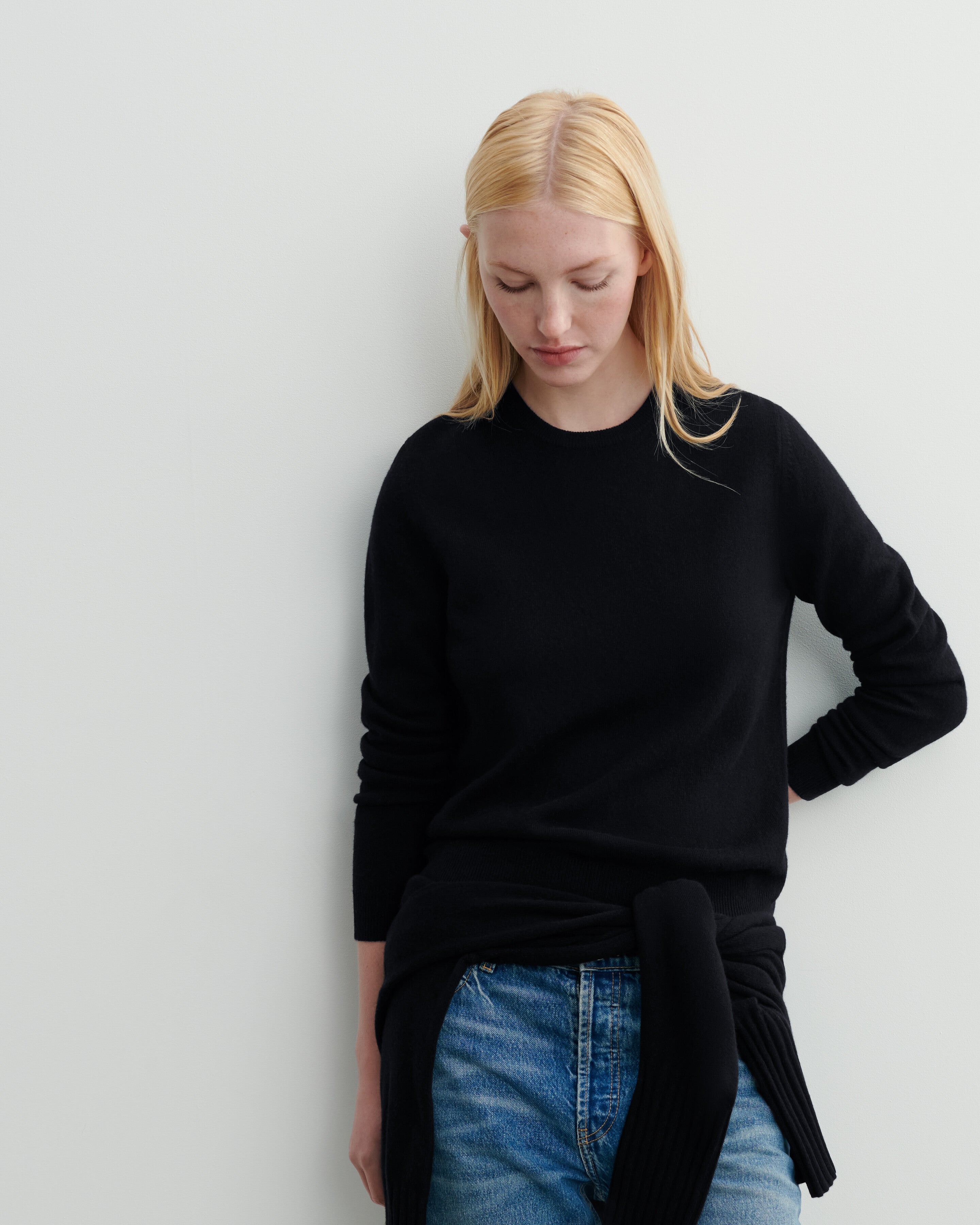 Pull col rond classique en Cachemire Femme noir Eric Bompard