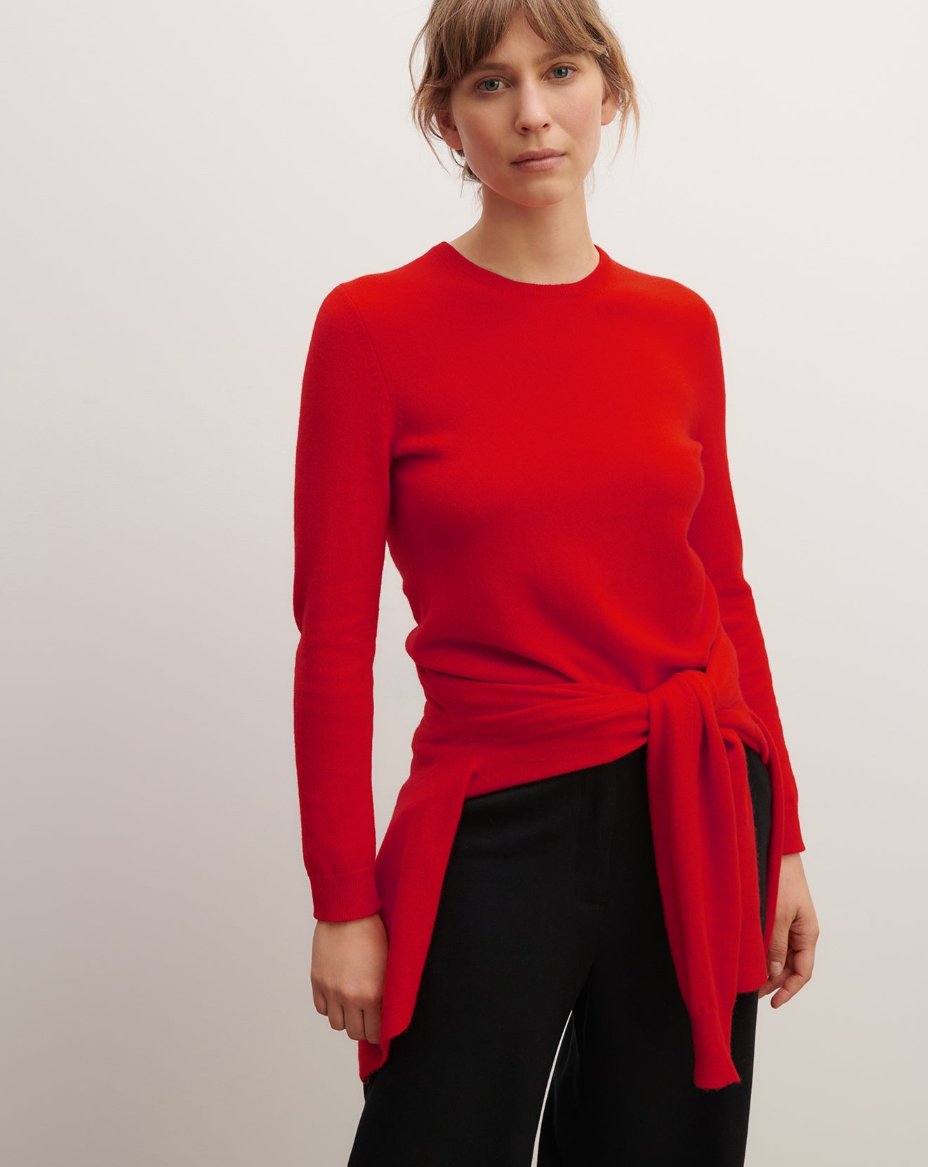 Pull col rond classique en Cachemire Femme rouge gorge | Eric Bompard