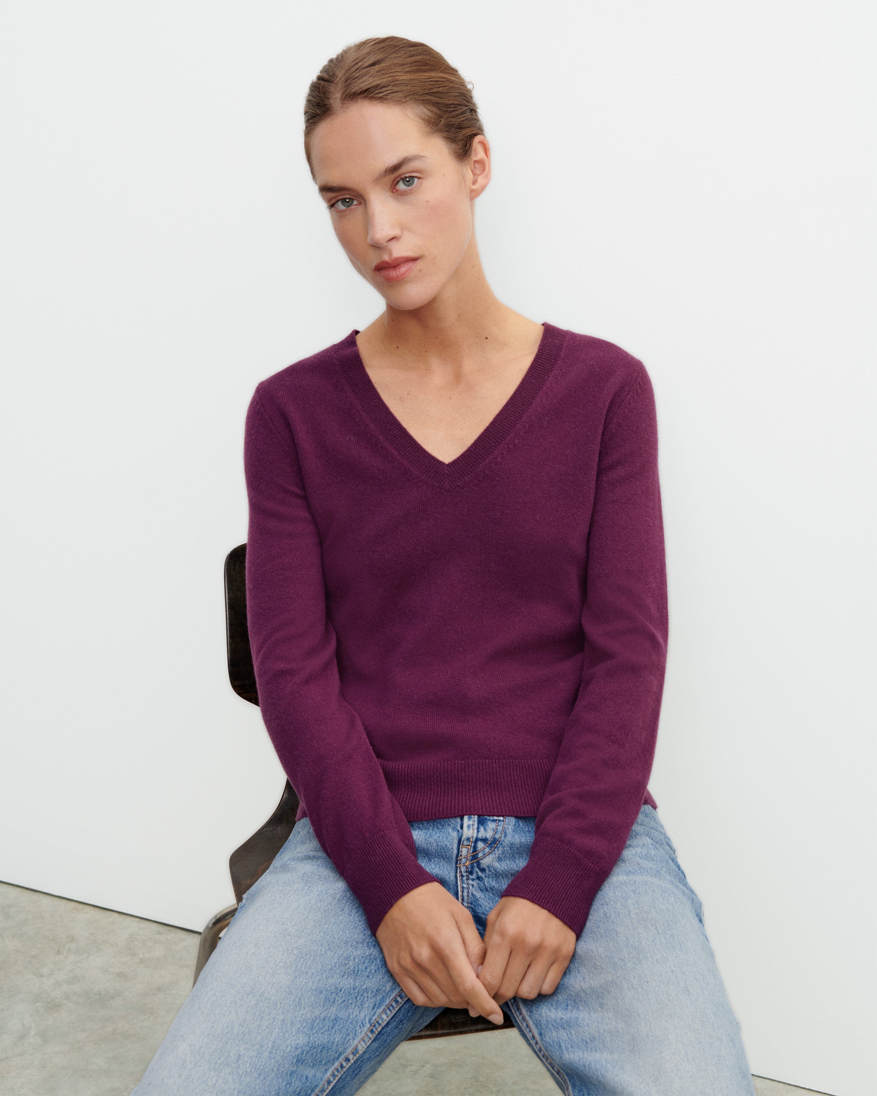 Pull Côtelé VINCE En Laine Et Cachemire - Col V - Taille M Beige - Neuf Avec étiquette