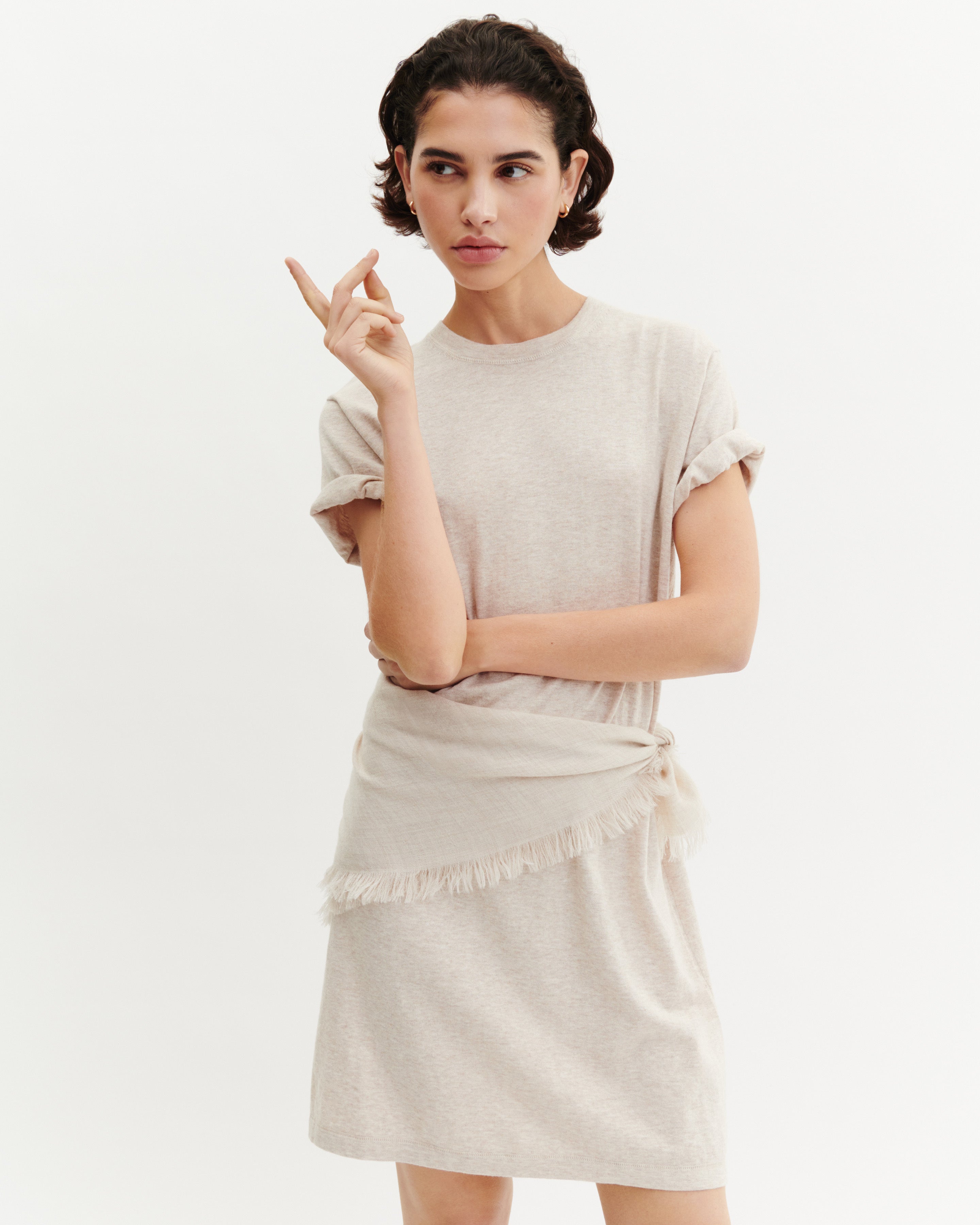 cotton t shirt dress women Short T-shirt in Cotton, Cashmere turtledove beige Select Size:41 Dusty Blue Star Sequined shirt dress 14 MAY 2026
