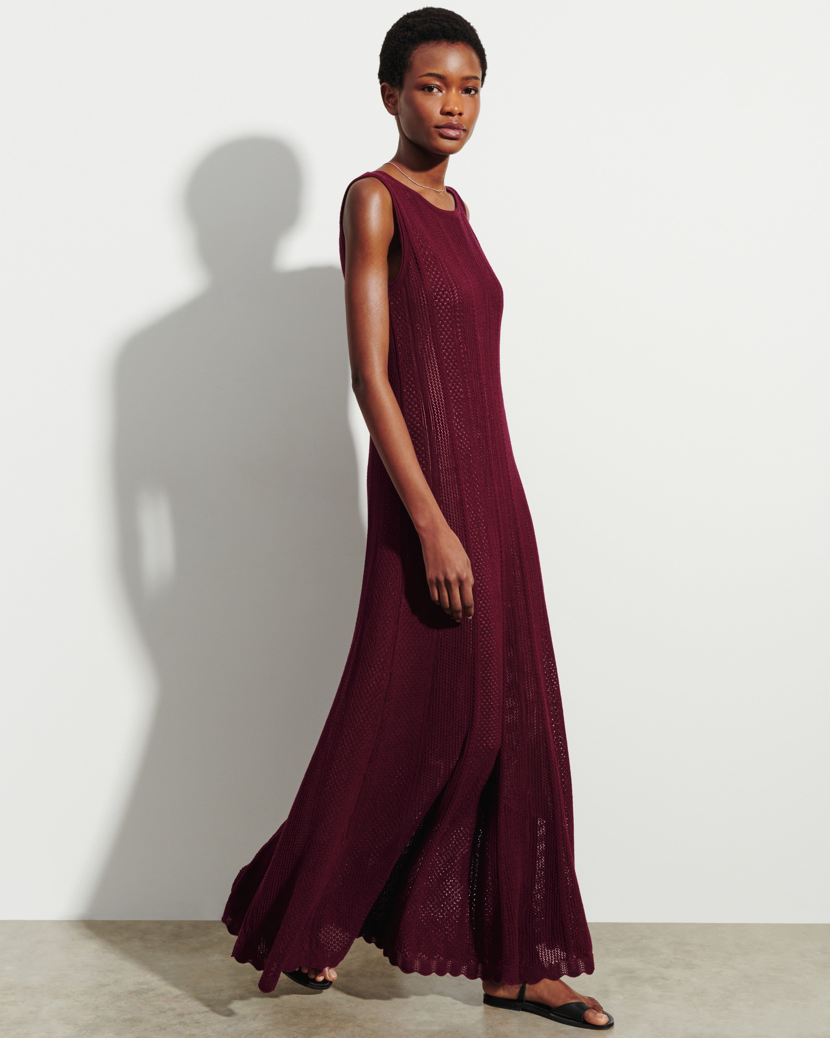 cashmere maxi dress Pointelle long dress in Cashmere, Silk Women oxalis
