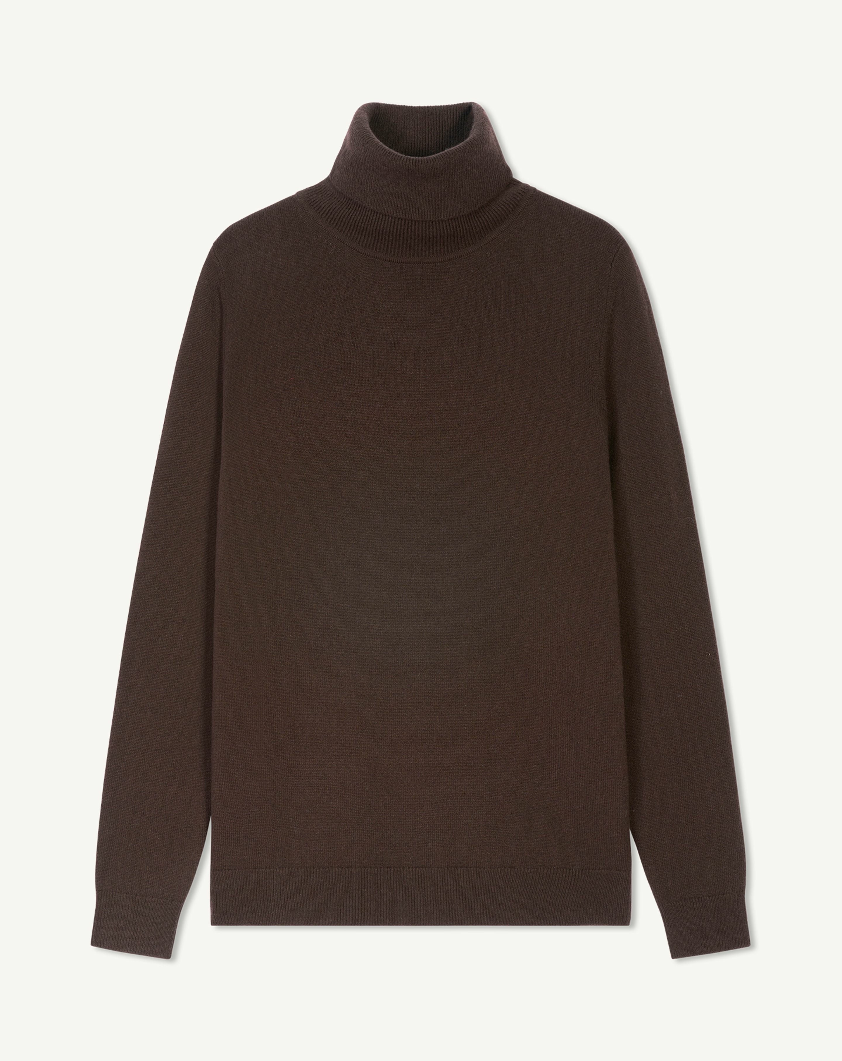 Classic turtleneck pullover in Cashmere Women chocolate | Eric Bompard
