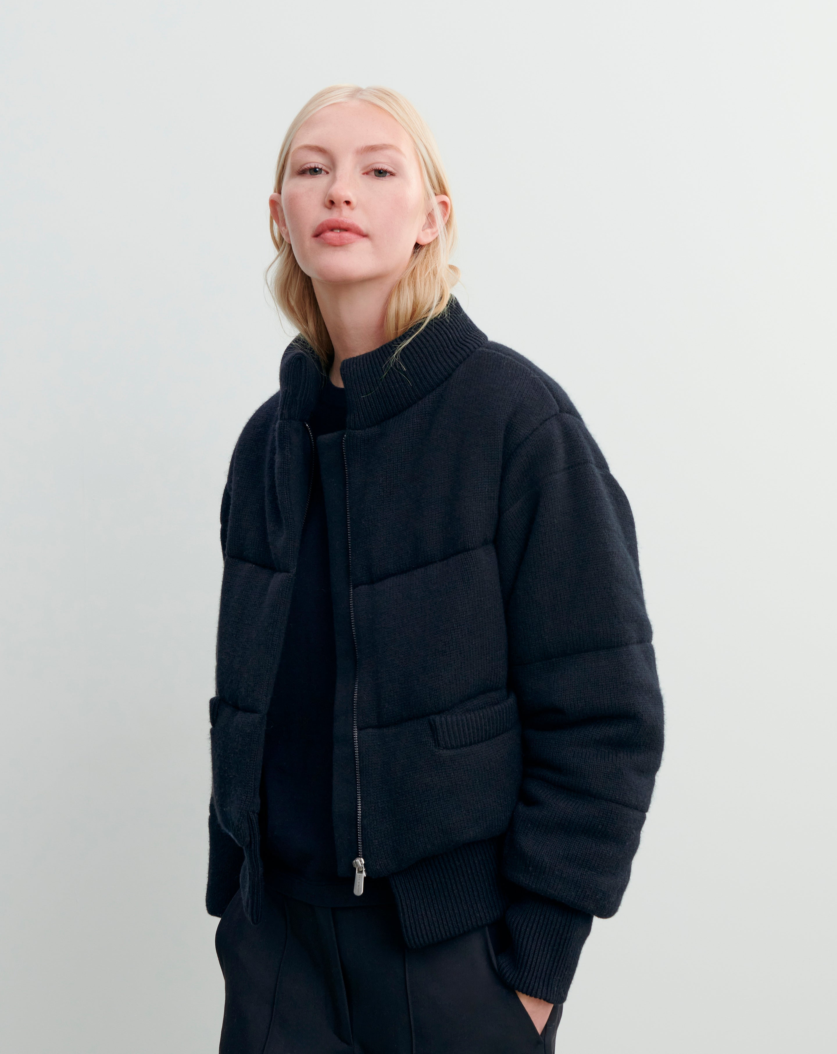 Quilted down jacket in Cashmere, Wool Women black Eric Bompard