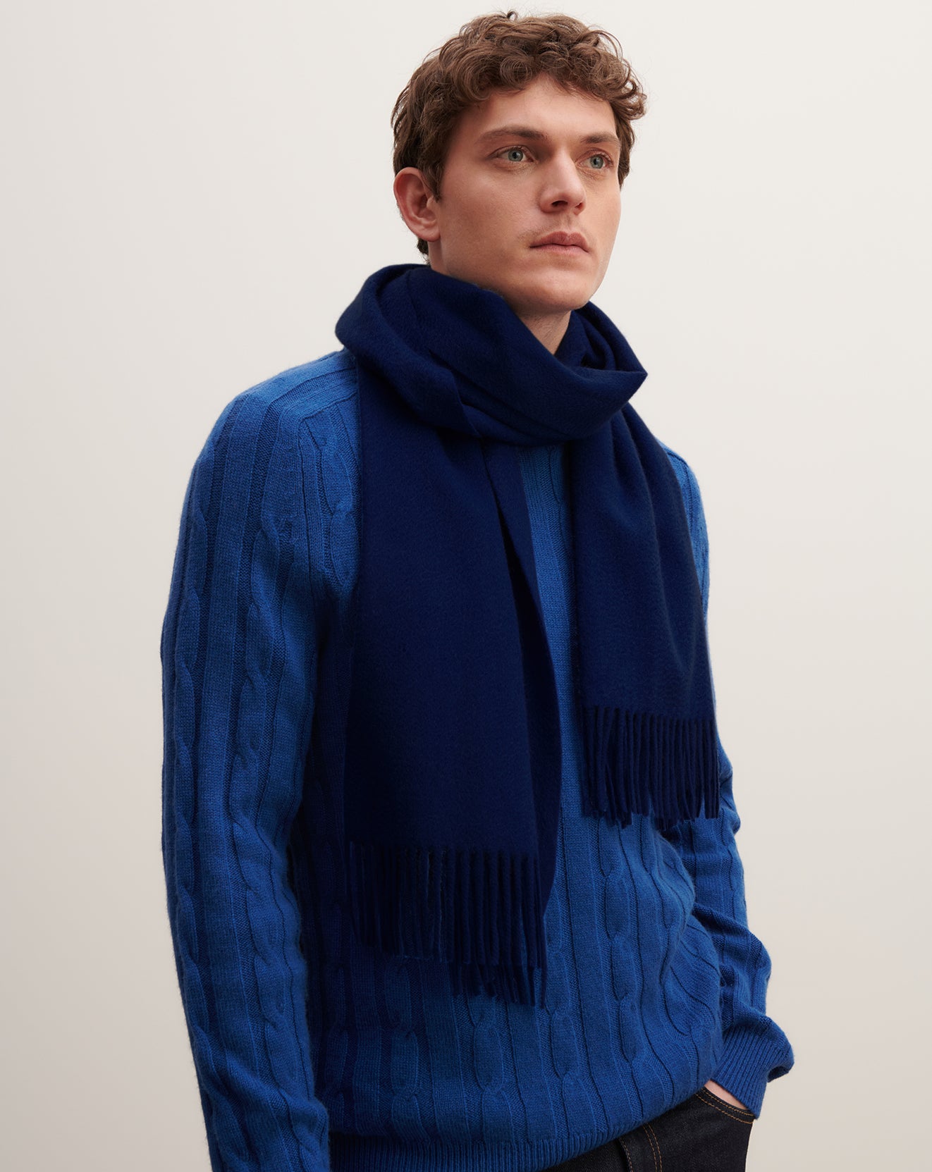 EB classic scarf in Cachemire Women navy blue Eric Bompard