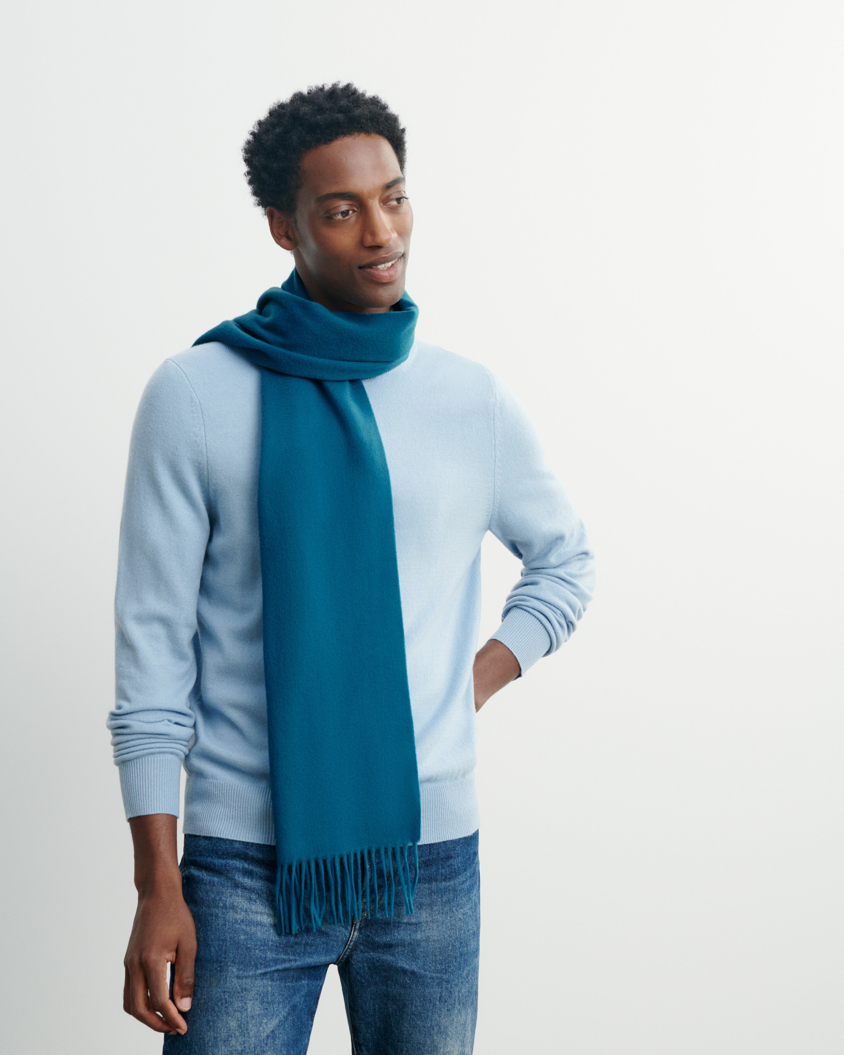 EB classic scarf in Cashmere Mix pagoda blue Eric Bompard