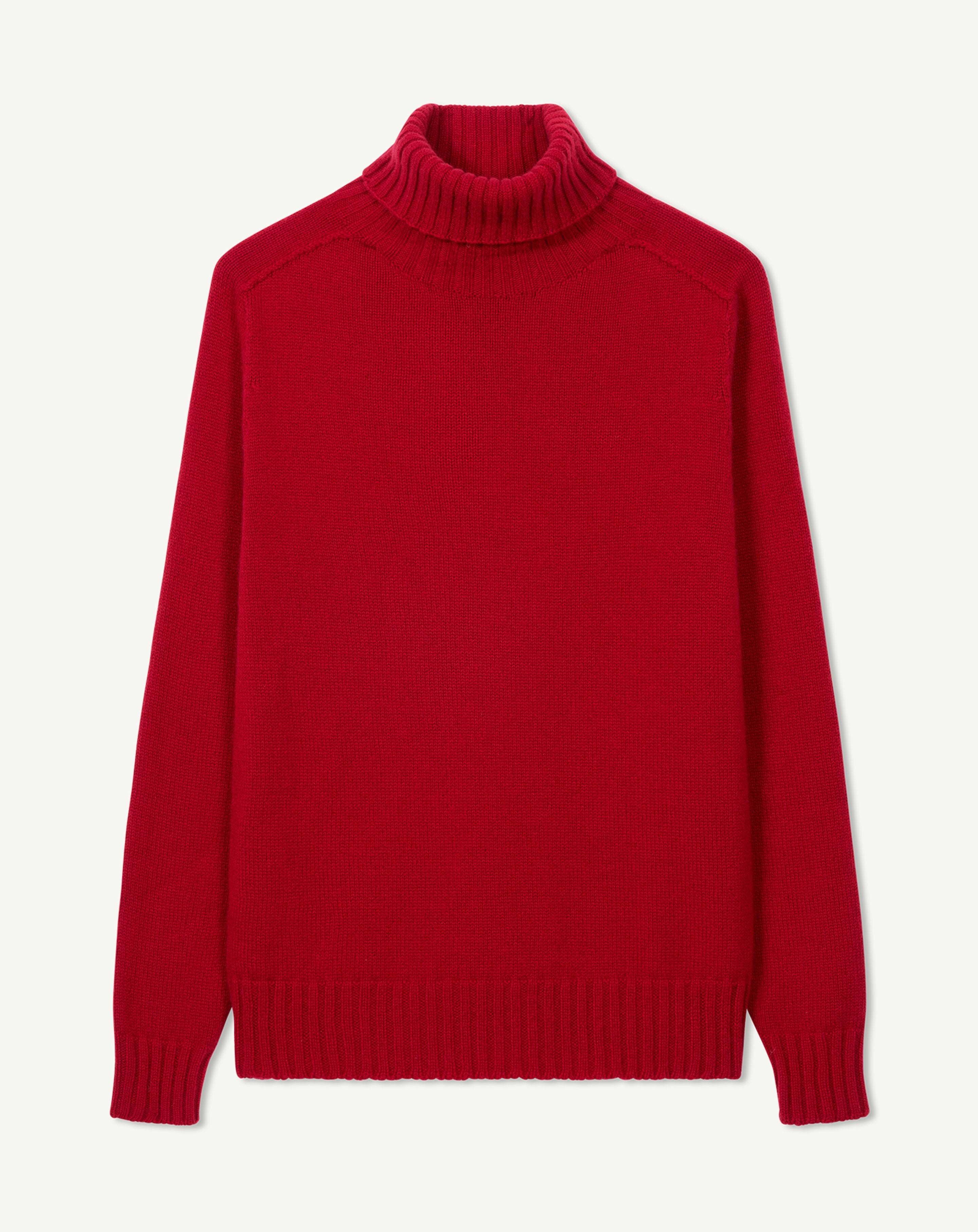 Hammer-sleeved turtleneck pullover in Cashmere Men tango red