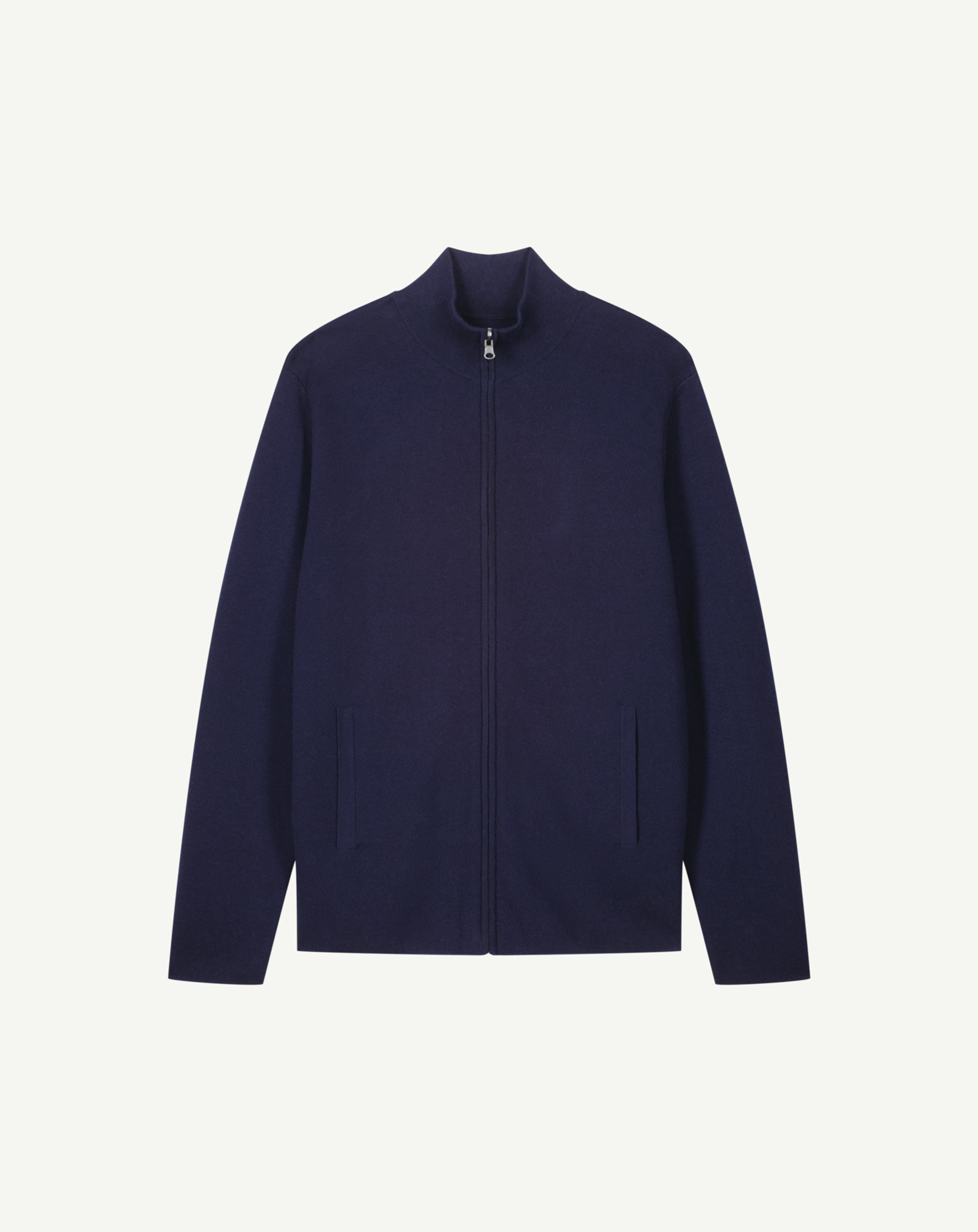 Milano zip-up cardigan in Cotton Men navy blue Eric Bompard
