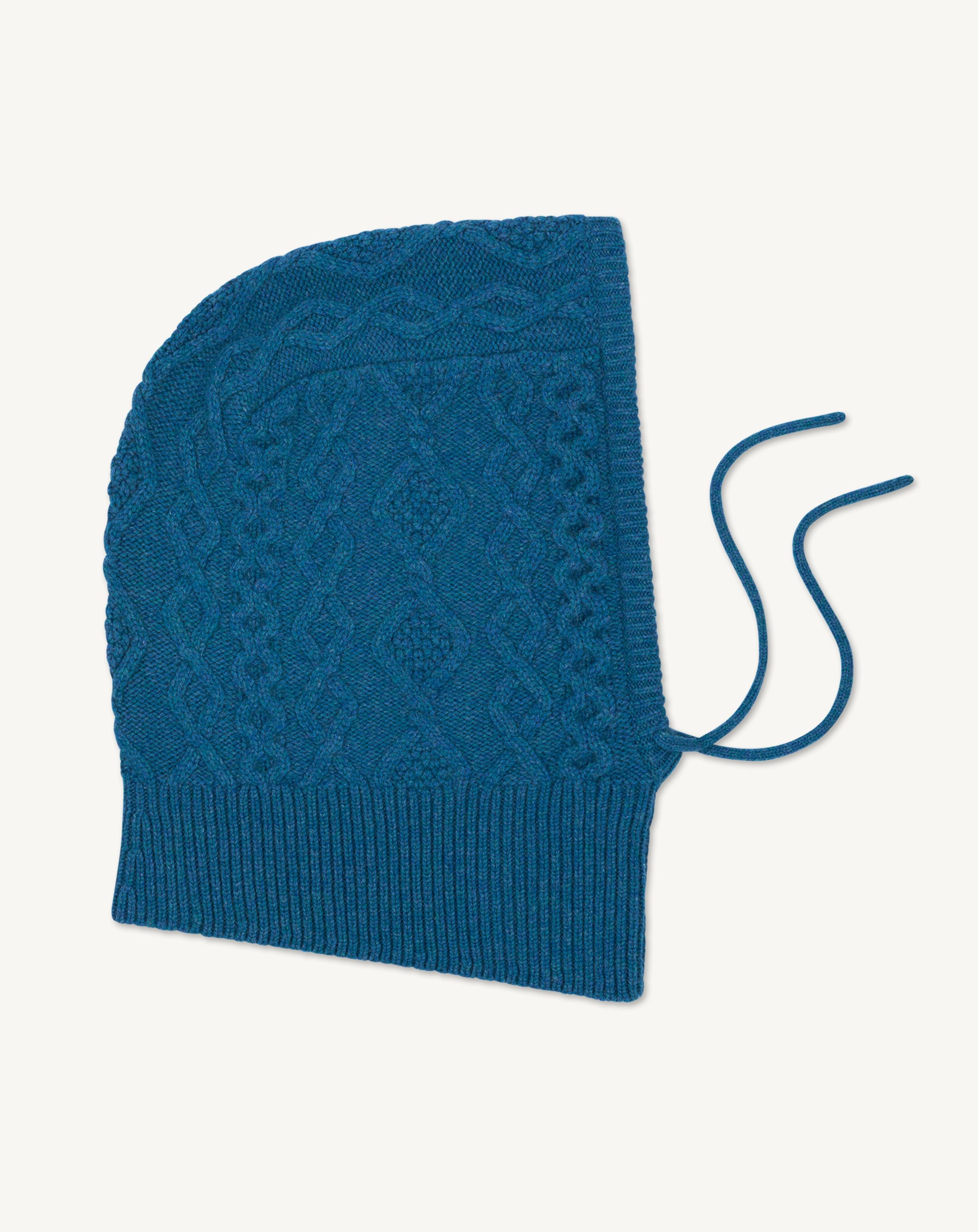 Cable-knit balaclava in Cashmere Mix canoe blue | Eric Bompard