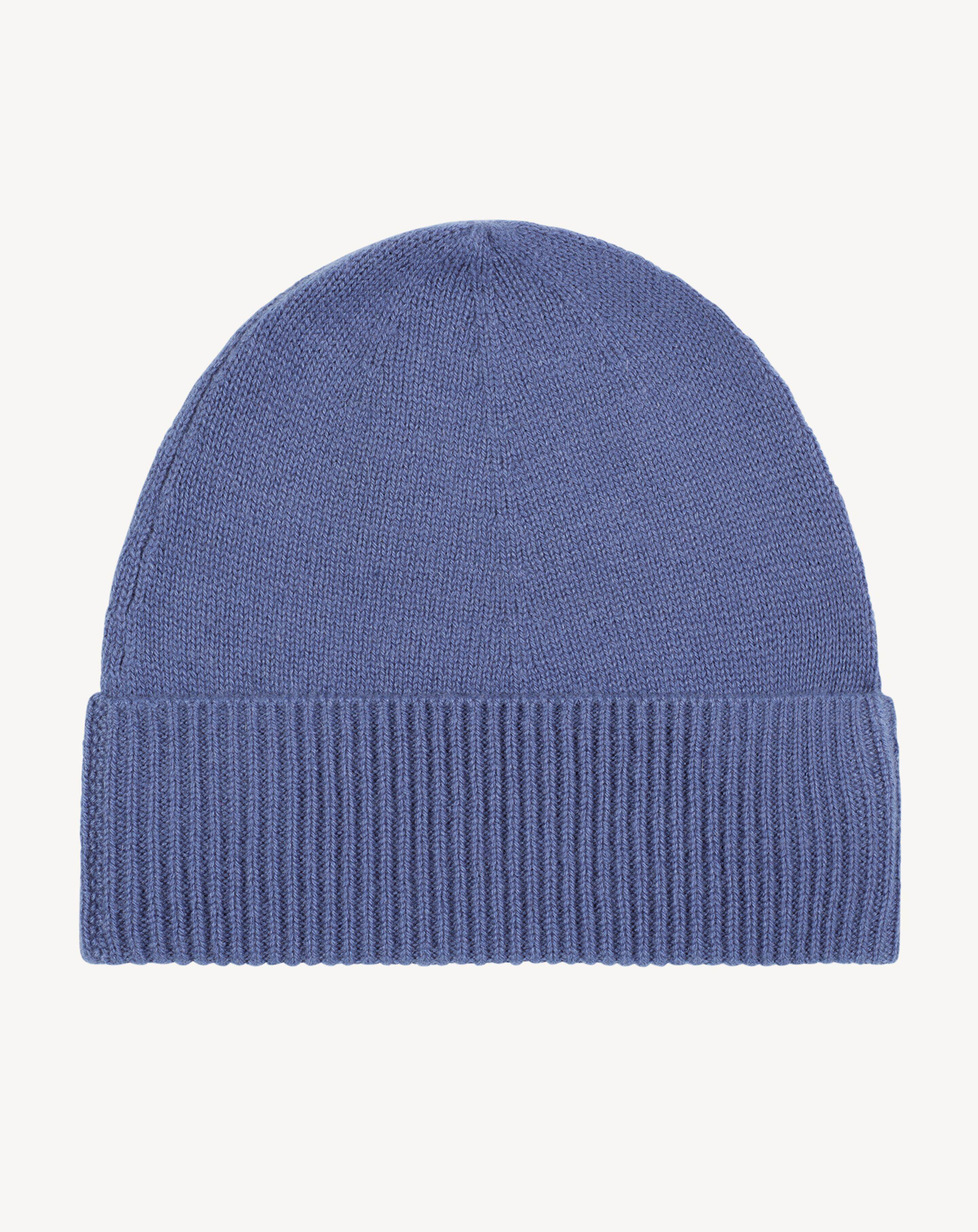 Eric Bompard Teal Blue 100% Cashmere Knit Beret Hat Textured Waffle Stitch Double-faced hat in Cachemire Mix navy blue | Eric Bompard main image 2