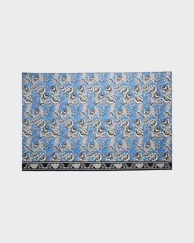 Paréo imprimé en coton et soie-BLEU KINETIC-80% coton 20% soie