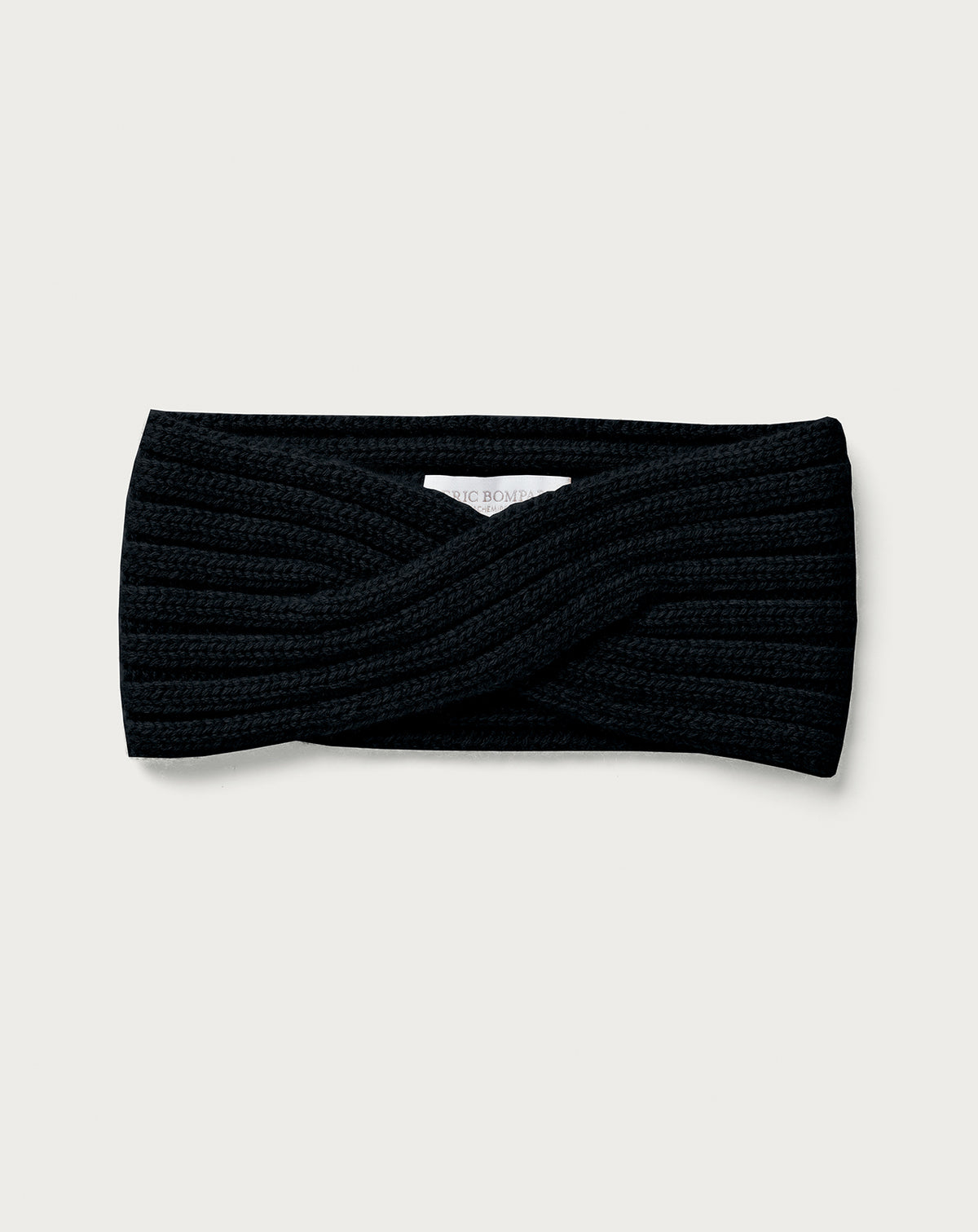 Bandeau croisé à côtes-NOIR-100% CACHEMIRE