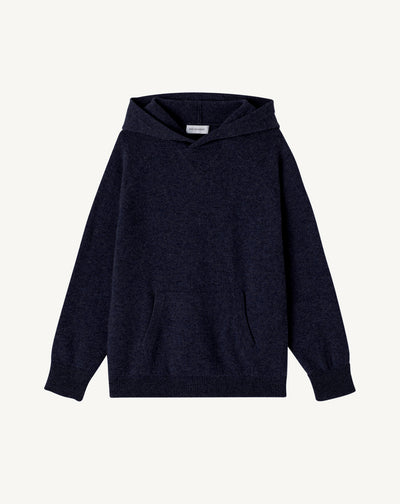 Hoodie enfant-MARINE-100% CACHEMIRE