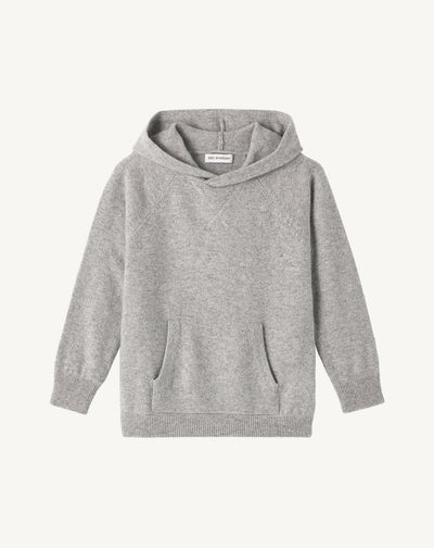 Hoodie enfant-GRIS ARGENTE-100% CACHEMIRE
