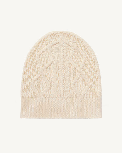 Bonnet à torsades enfant-ECRU-100% CACHEMIRE