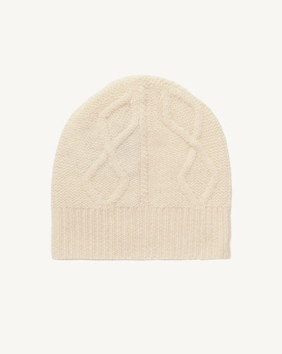 Bonnet naissance à torsades-ECRU-100% CACHEMIRE