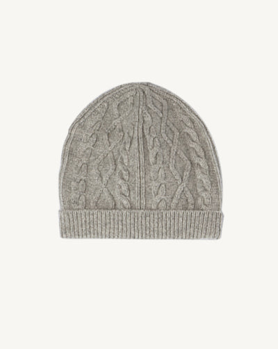 Bonnet bébé à torsades-GRIS ARGENTE-100% cachemire