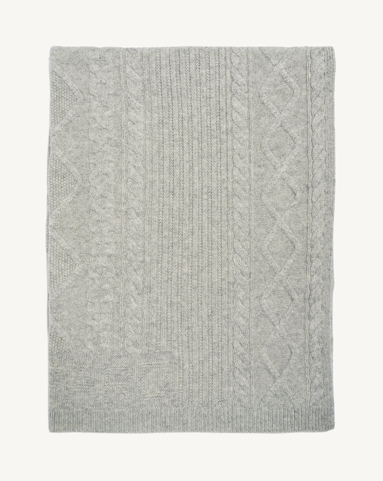 Plaid bébé à torsades-GRIS ARGENTE-100% cachemire