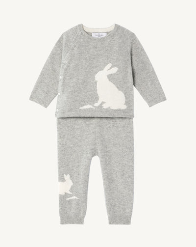 Ensemble bébé jacquard-GRIS ARGENTE/NATUREL-100% cachemire