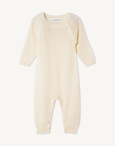 Grenouillère bébé à côtes-NATUREL-100% cachemire