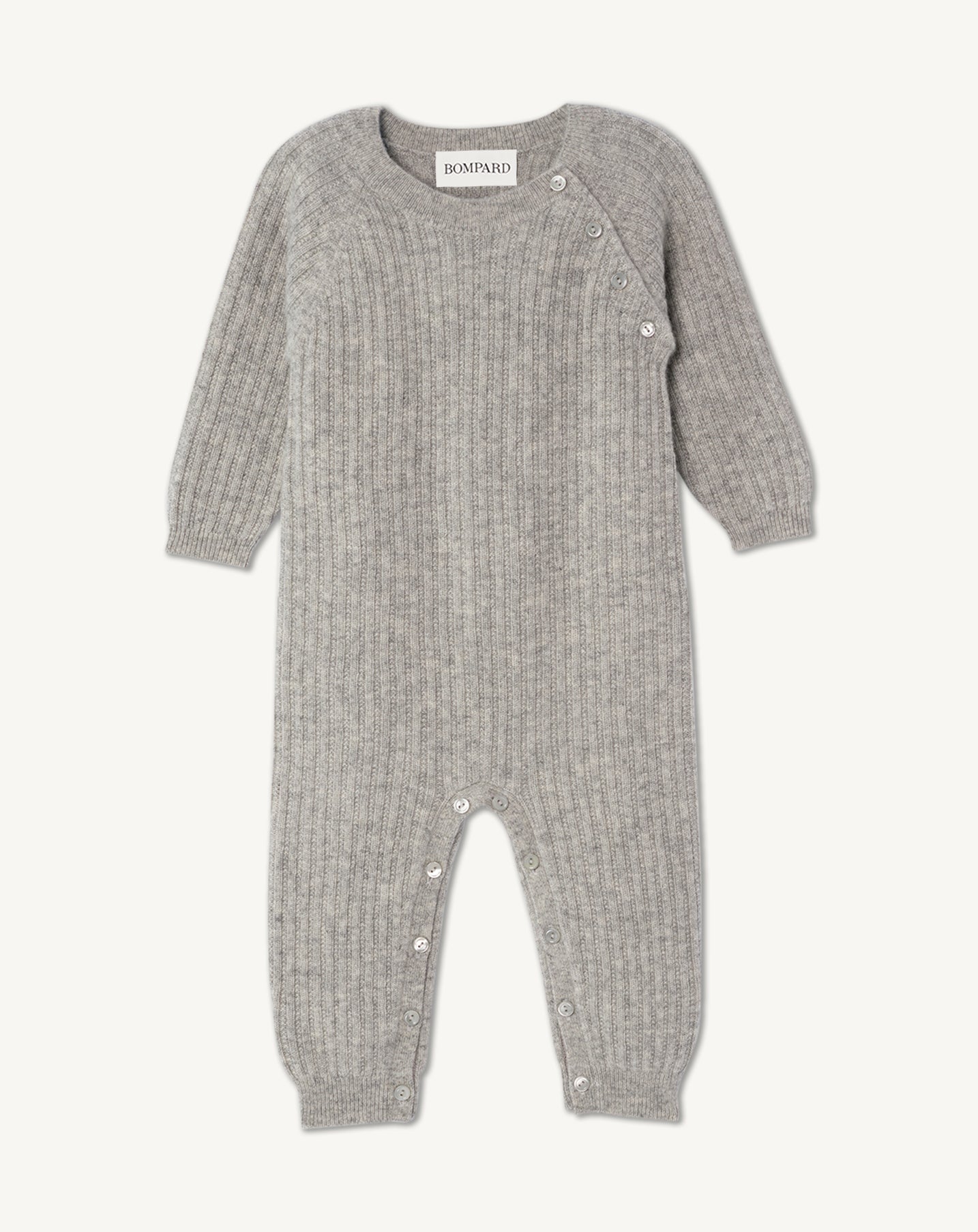 Grenouillère bébé à côtes-GRIS ARGENTE-100% cachemire