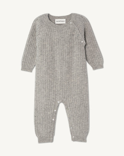 Grenouillère bébé à côtes-GRIS ARGENTE-100% cachemire