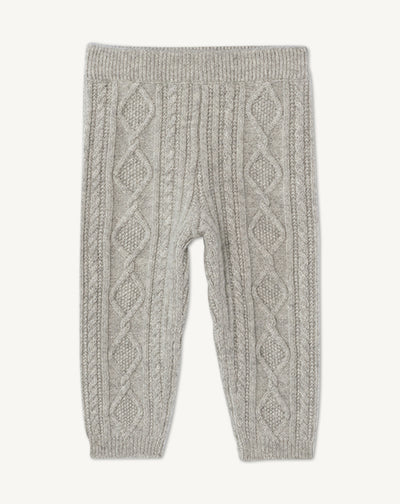 Pantalon bébé à torsades-GRIS ARGENTE-100% cachemire