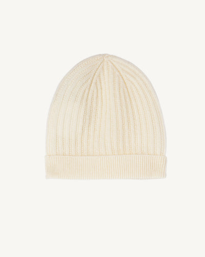 Bonnet bébé à côtes-NATUREL-100% cachemire
