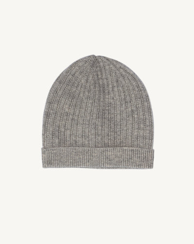 Bonnet bébé à côtes-GRIS ARGENTE-100% cachemire