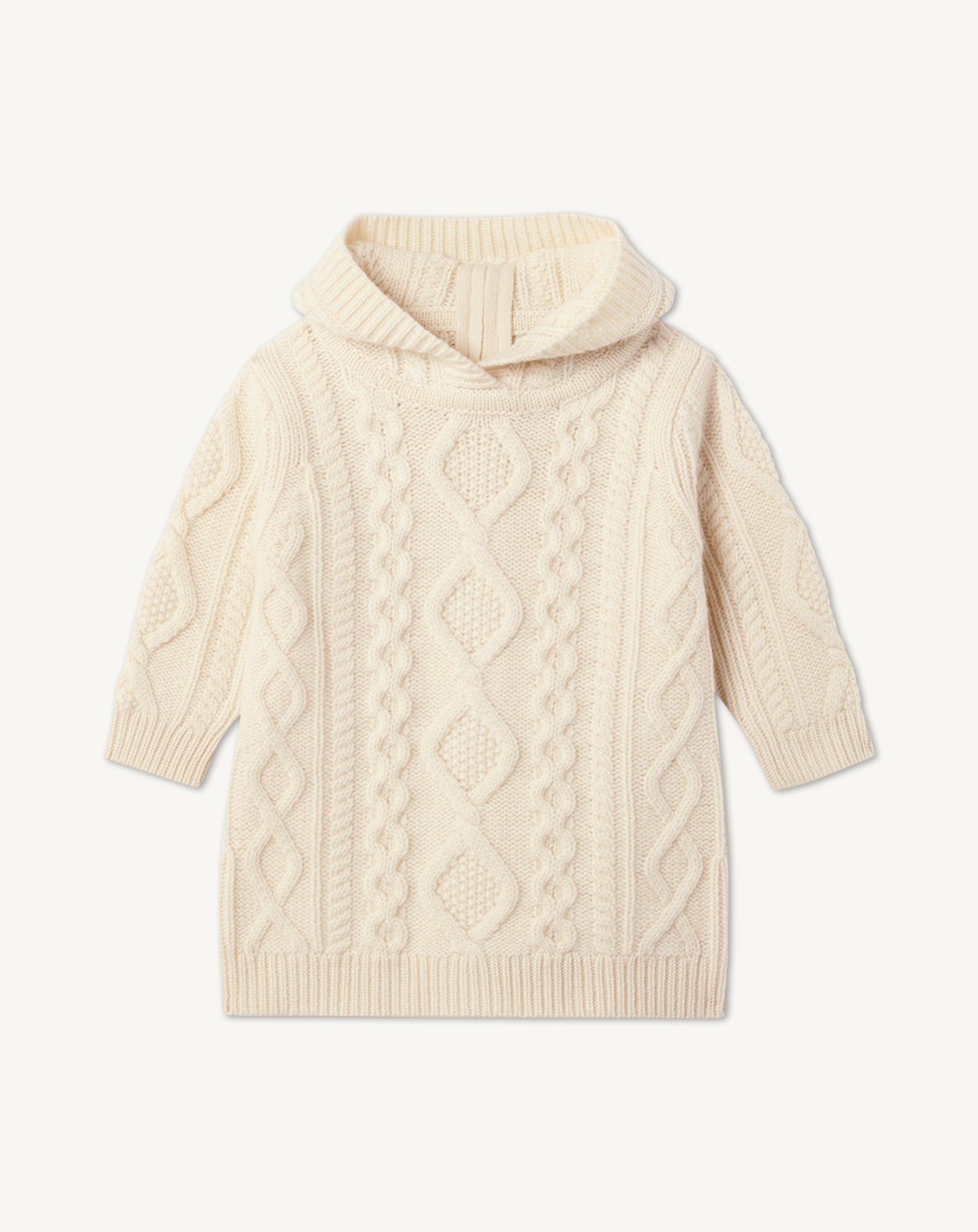 Burnous à torsades-ECRU-100% cachemire