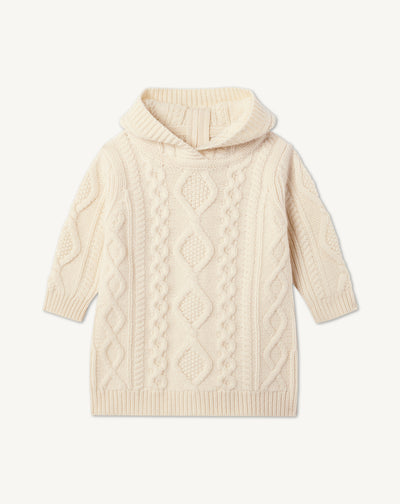 Burnous à torsades-ECRU-100% cachemire