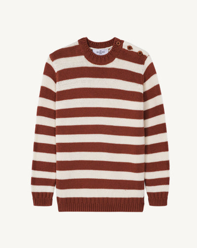 Pull rayé enfant-CARAMEL/NATUREL-85% pima coton 15% cachemire