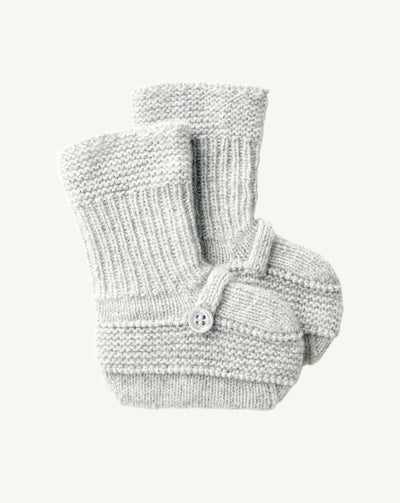 Chaussons bébé-GRIS ARGENTE-100% CACHEMIRE