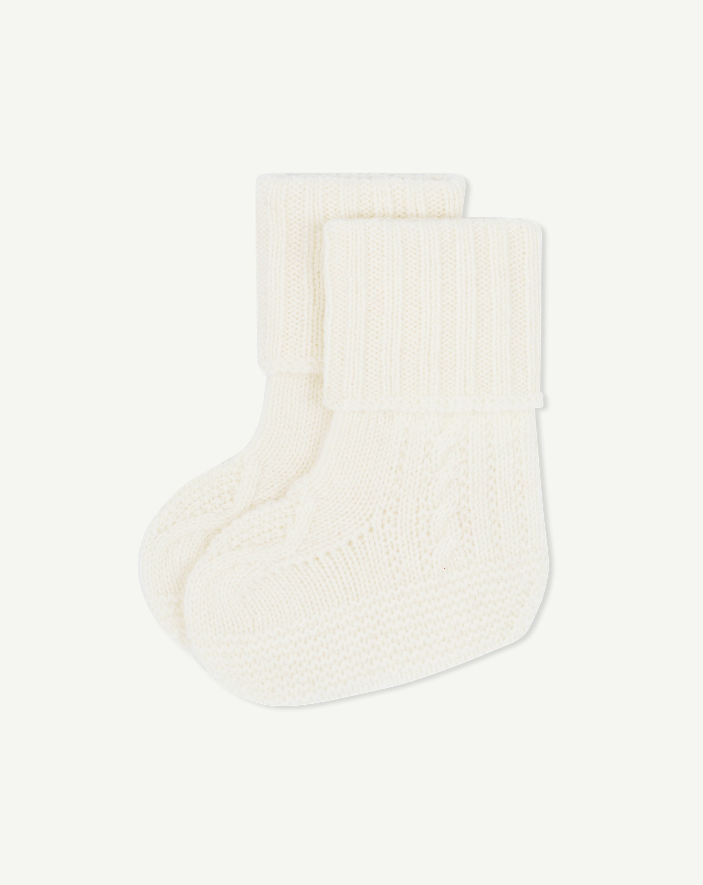 Chaussons bébé à torsades-NATUREL-100% cachemire