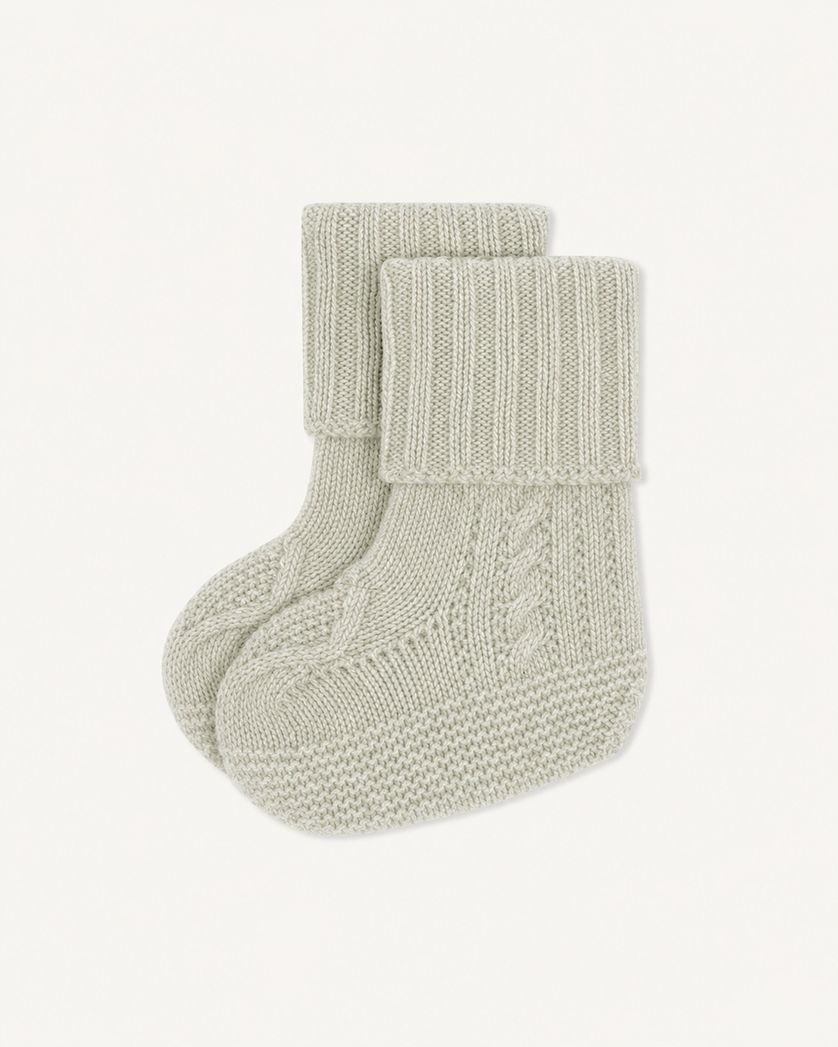 Chaussons bébé à torsades-GRIS ARGENTE-100% cachemire