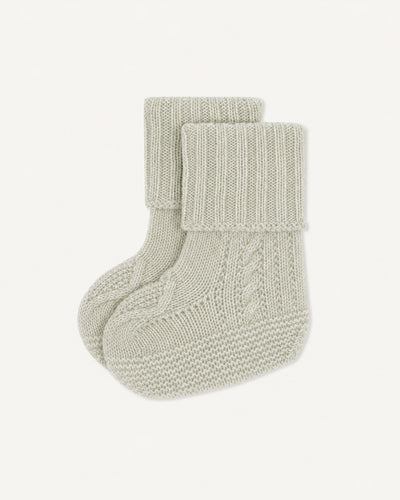 Chaussons bébé à torsades-GRIS ARGENTE-100% cachemire