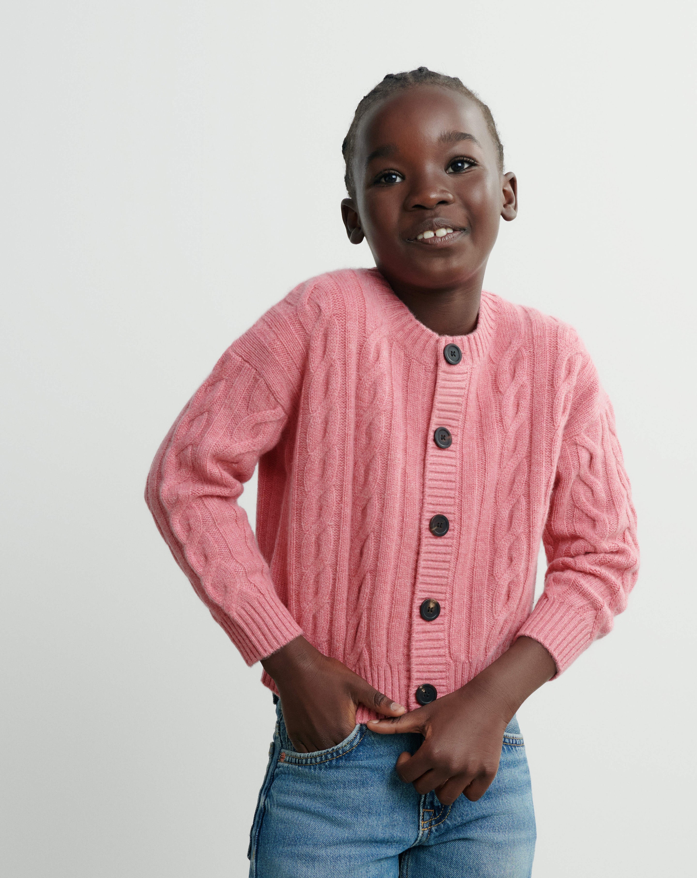 Cardigan torsades enfant-ROSE CAMEO-100% cachemire
