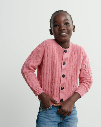 Cardigan torsades enfant-ROSE CAMEO-100% cachemire