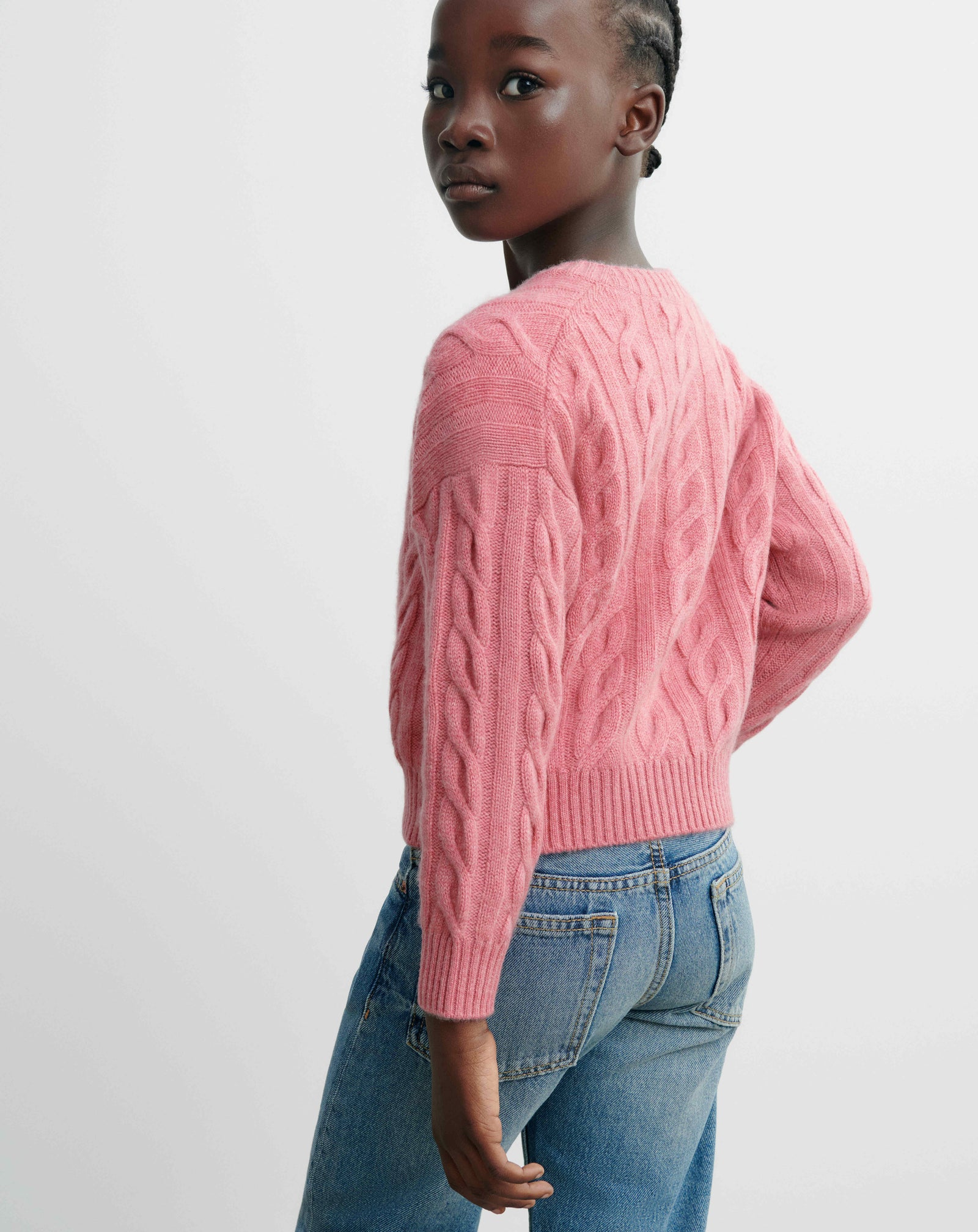 Cardigan torsades enfant-ROSE CAMEO-100% cachemire