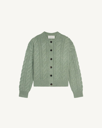 Cardigan torsades enfant-VERT DE GRIS-100% cachemire