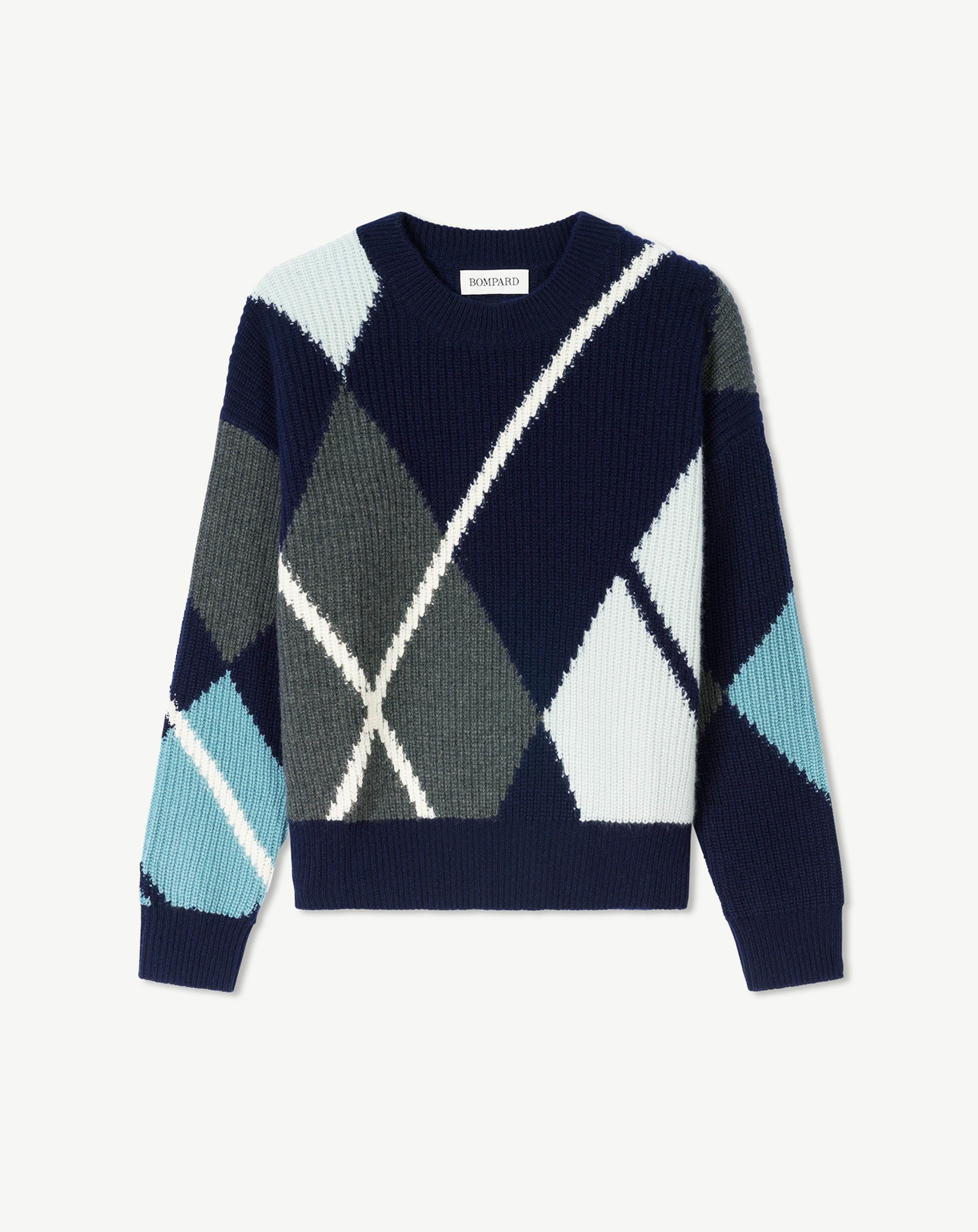 Col rond argyle enfant Marine