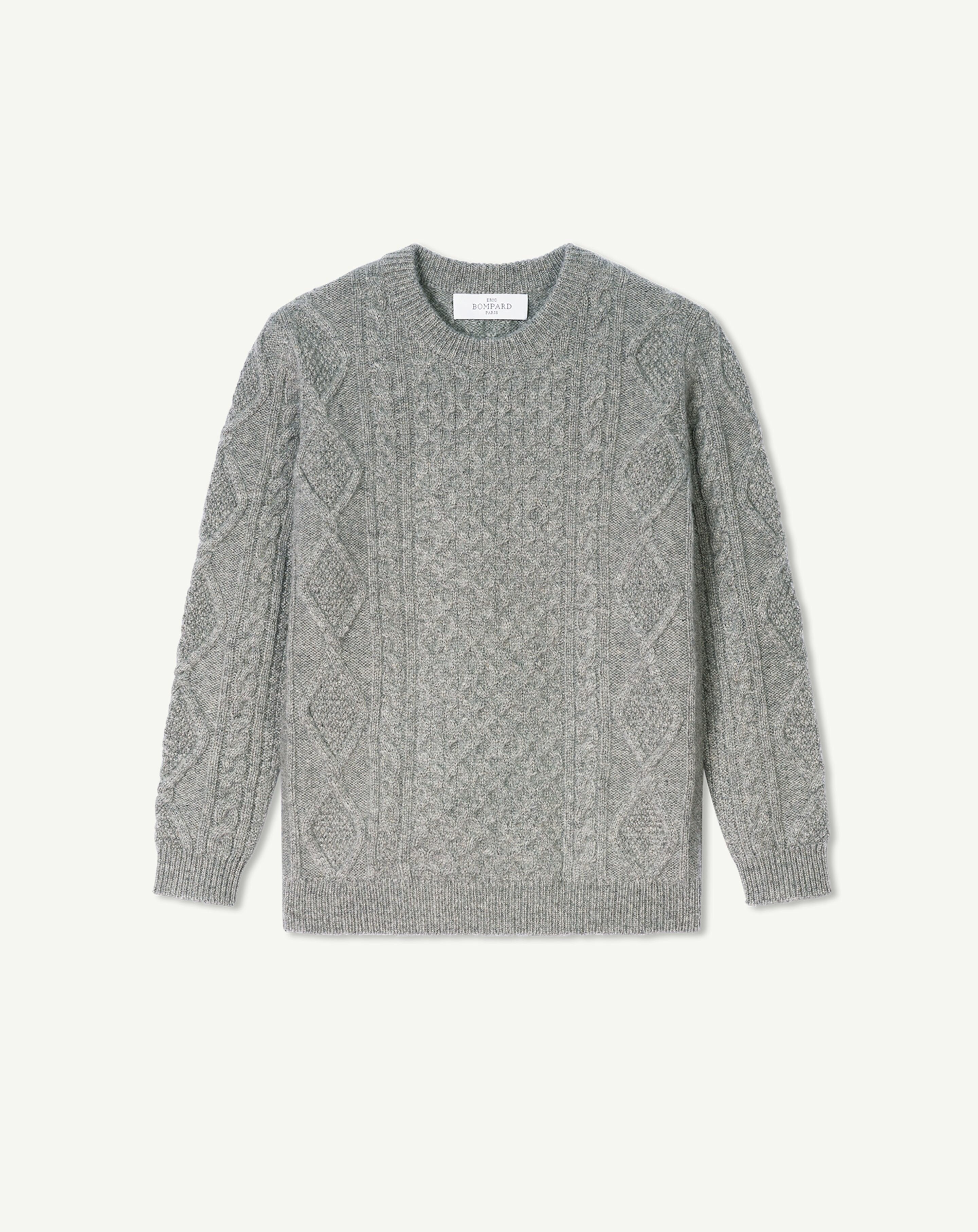 Col rond torsades enfant-GRIS METEORITE-100% cachemire