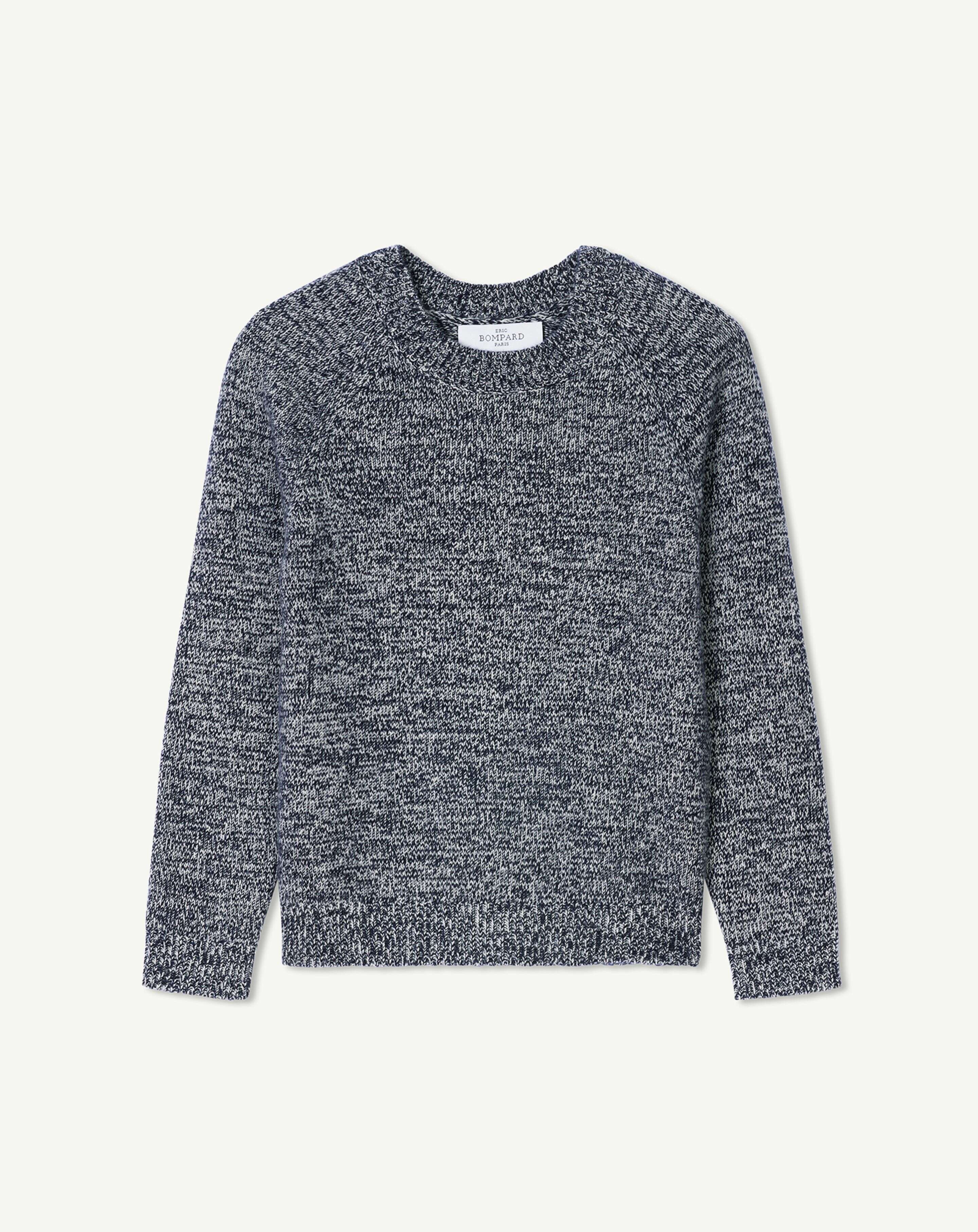 Col rond mouliné enfant-MARINE/NATUREL-50% cachemire 50% laine