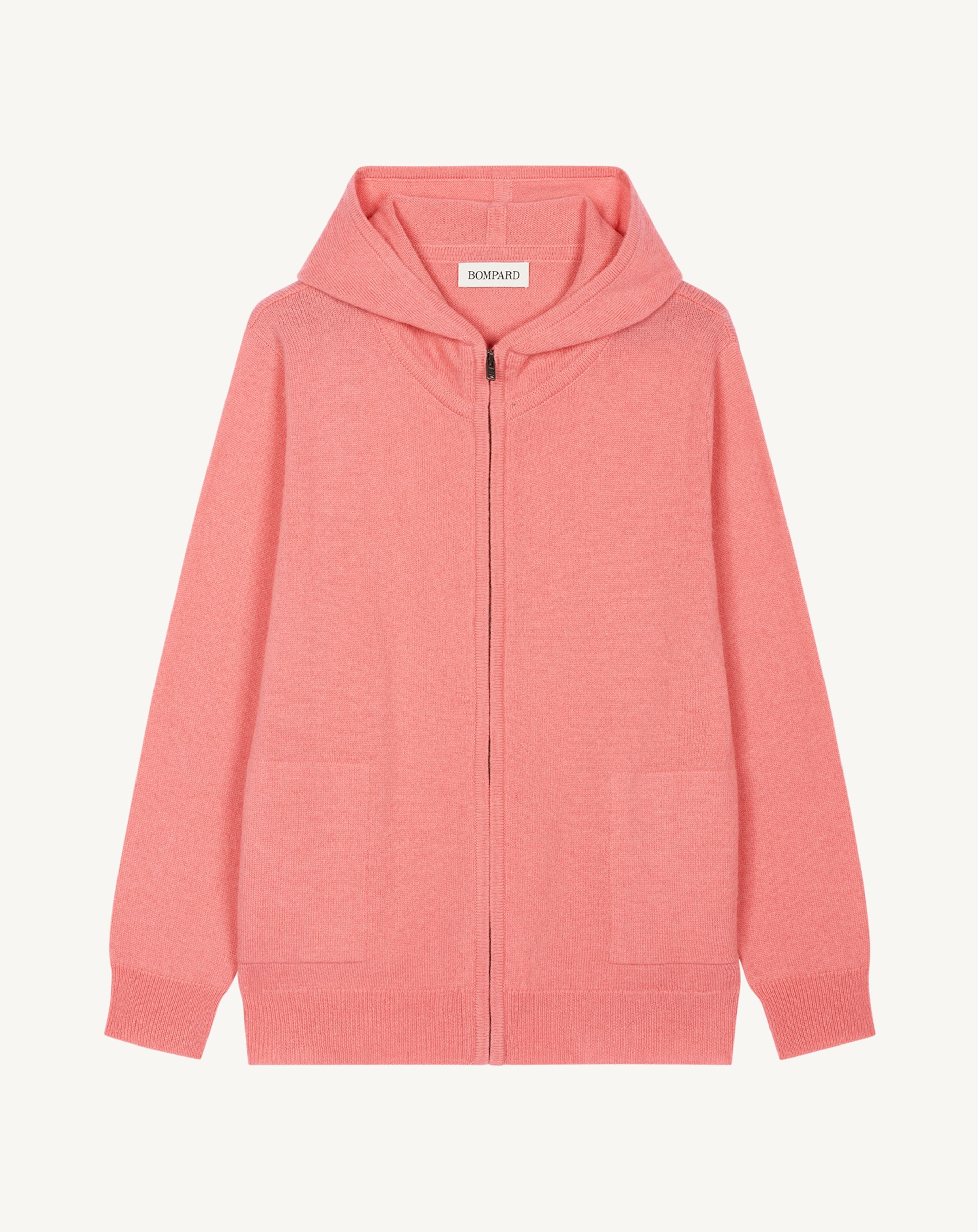 Pull à capuche enfant-ROSE MOCHI-50% cachemire 50% laine