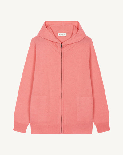 Pull à capuche enfant-ROSE MOCHI-50% cachemire 50% laine