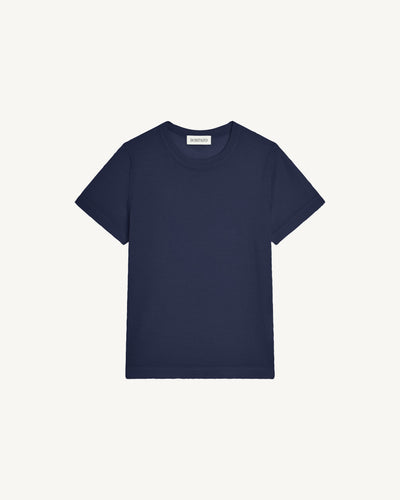 T-shirt enfant-MARINE-85% pima coton 15% cachemire